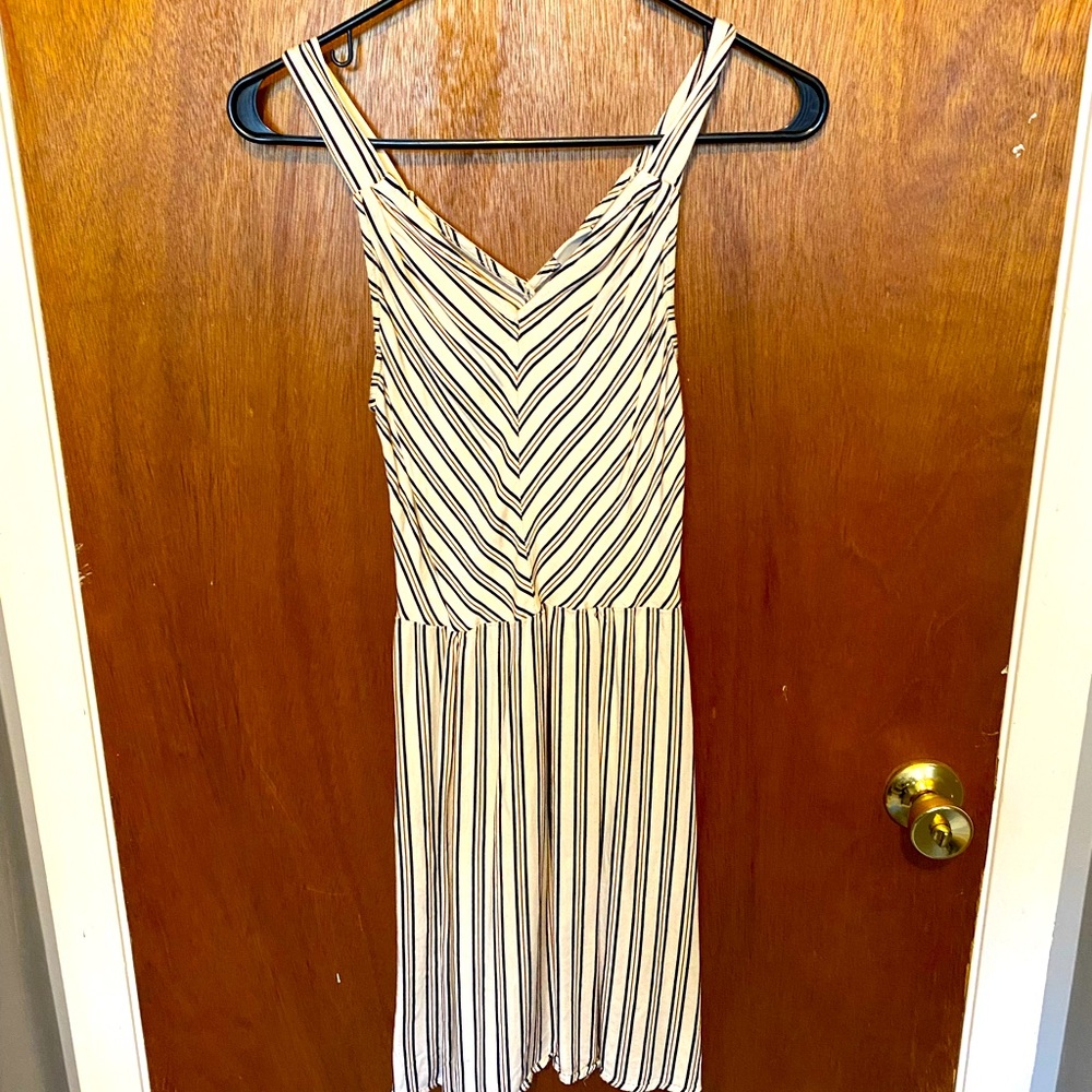 Cream Stripped Flowy Dress